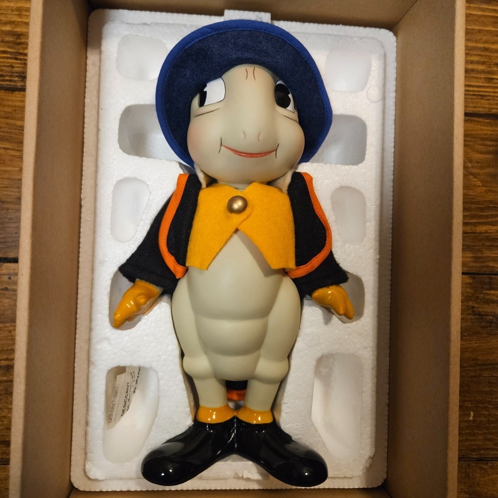 Disney Jiminy Cricket Porcelain Doll Knickerbocker 18852 w/COA 10" Collector Box
